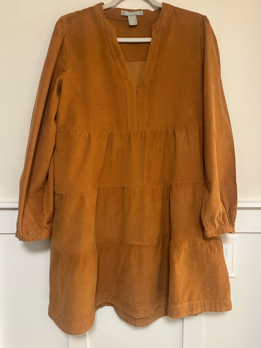 Lucky Brand Rust Orange Corduroy Mini/Midi Dress